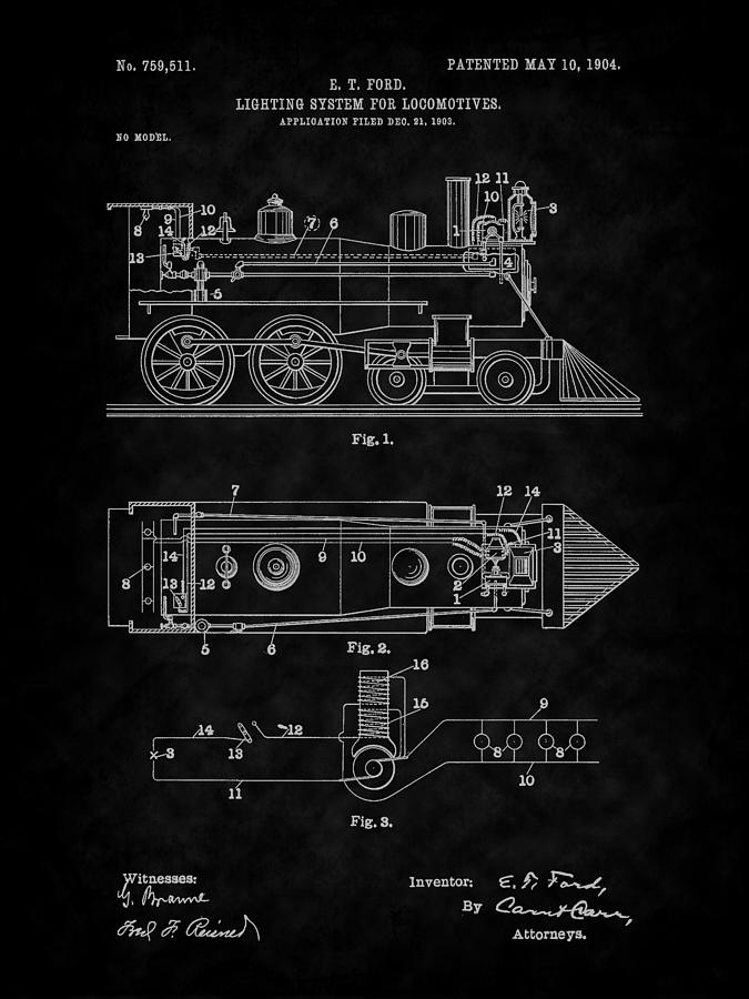 1904 Locomotive Patent Art-BK Digital Art by Barry Jones