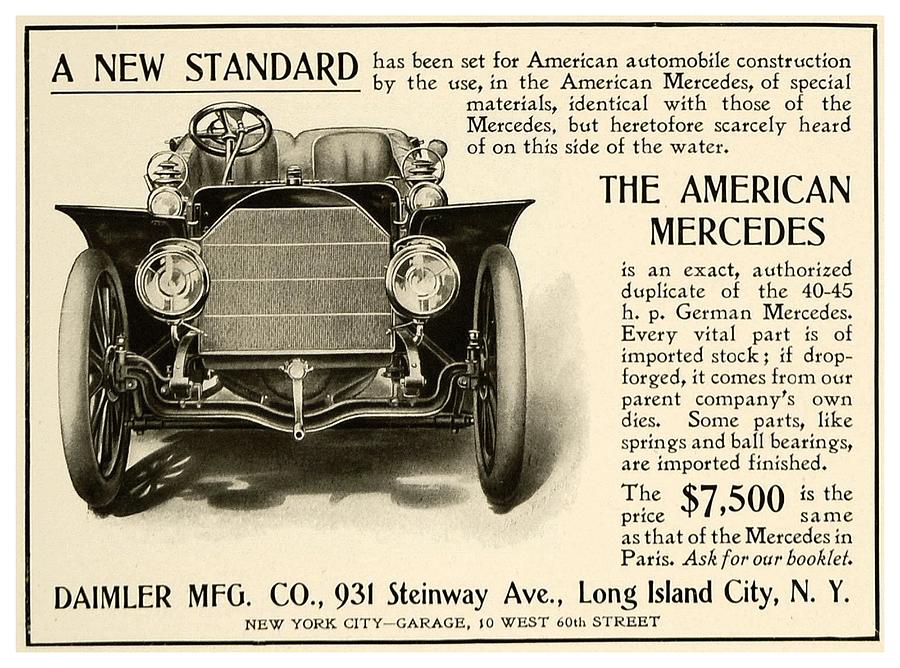 1905 - American Mercedes Automobile Advertisement Digital Art by John Madison