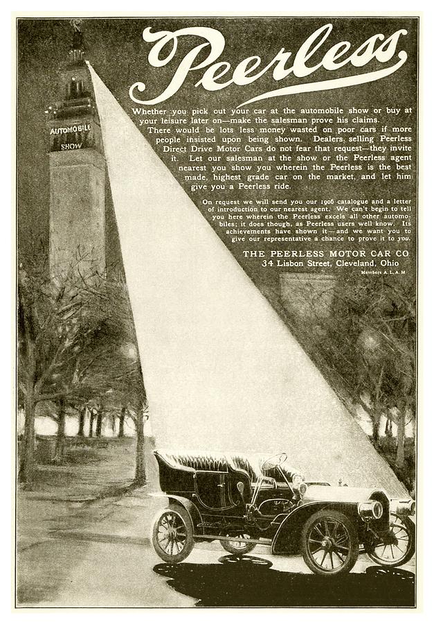 1906 - Peerless Automobile Advertisement Digital Art by John Madison