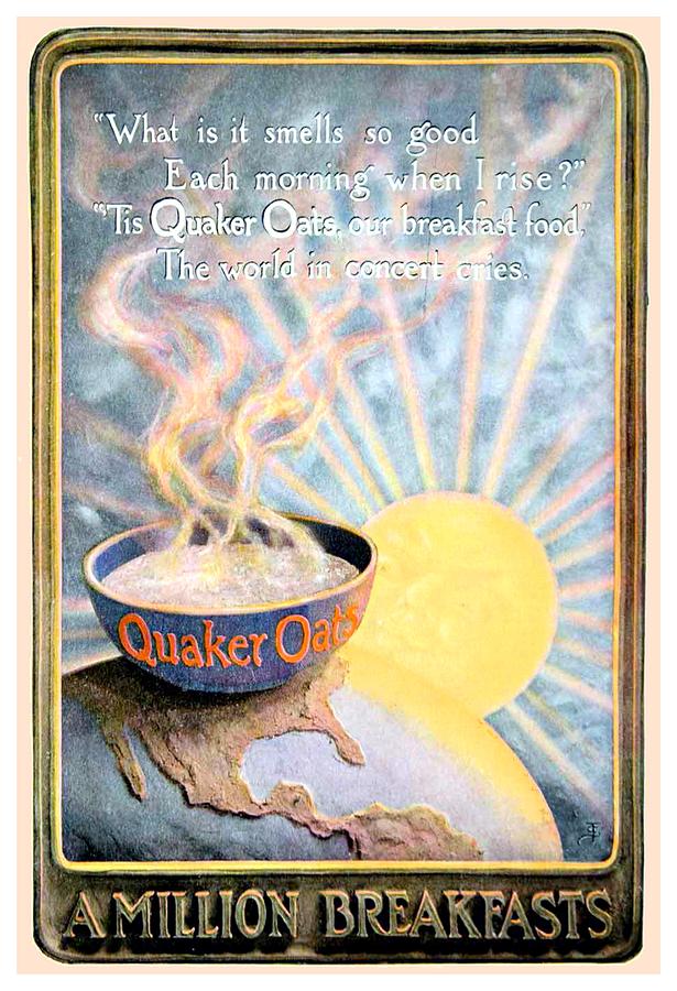 Cereal Digital Art - 1906 - Quaker Oats Cereal Advertisement - Color by John Madison