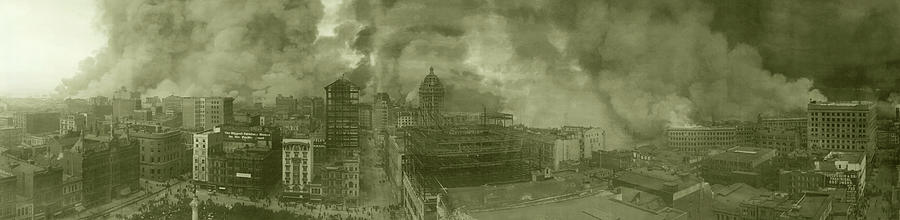 San Francisco Photograph - 1906 San Francisco Earthquake Fire by Library Of Congress/science Photo Library