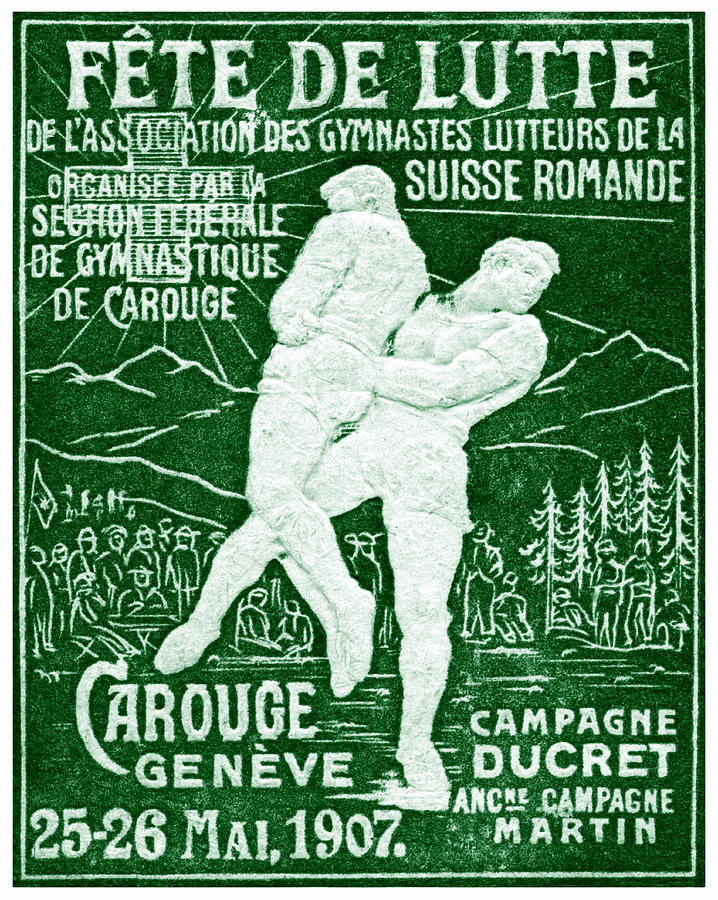 1907 Swiss Wrestling Poster Painting by Historic Image