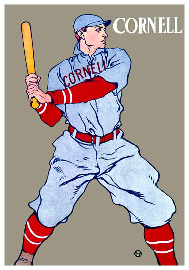 Football Digital Art - 1908 - Cornell University Baseball Poster - Color by John Madison
