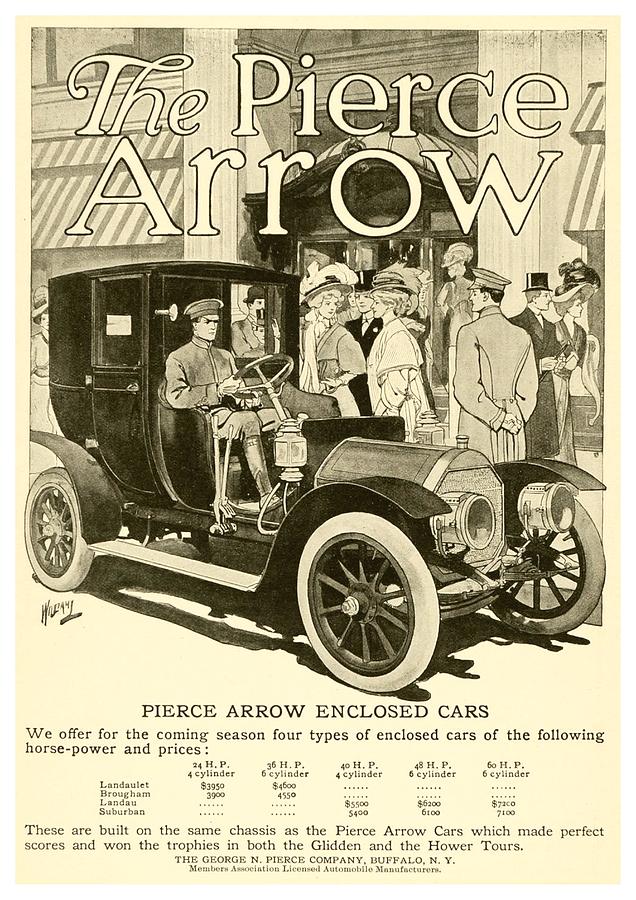 1908 - Pierce Arrow Automobile Advertisement Digital Art by John Madison
