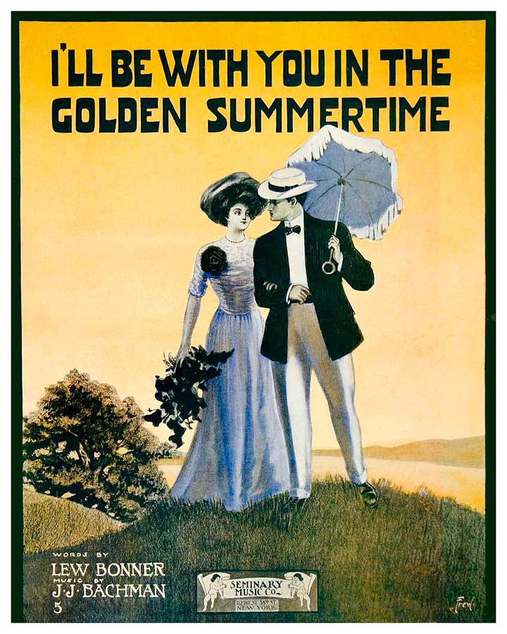 1908 - Ill Be With You In The Golden Summertime - Lew Bonner and J.J. Bachman - Sheet Music - Color Digital Art by John Madison