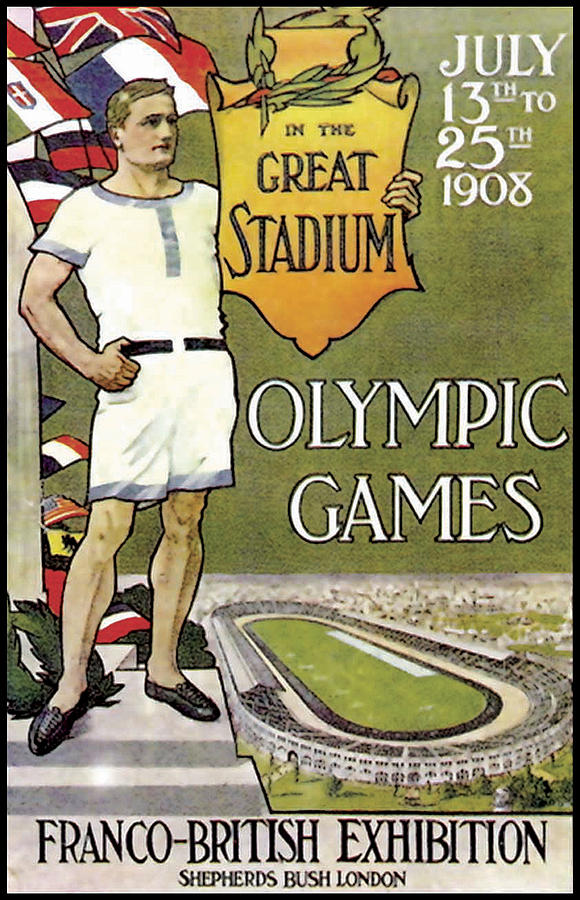 1908 London Summer Olympic Games Poster Painting by MotionAge Designs