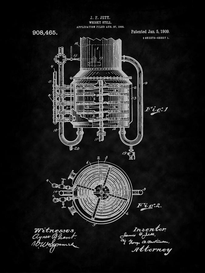 1909 Jett Whiskey Still Patent Art-BK Digital Art by Barry Jones