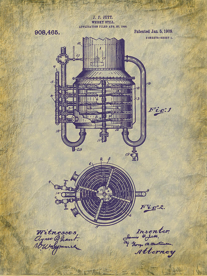 1909 Jett Whiskey Still Patent Digital Art by Barry Jones