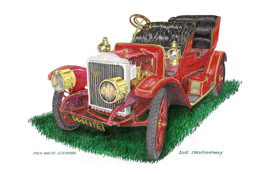  White Steam Car 1909 Drawing by Jack Pumphrey
