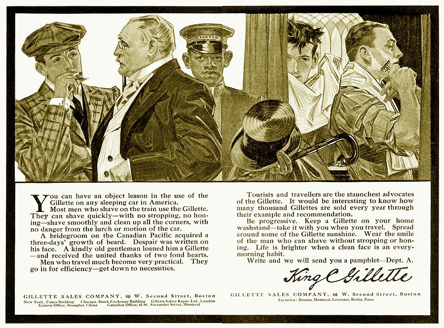 1910 - Gillette Mens Shaving Advertisement Digital Art by John Madison