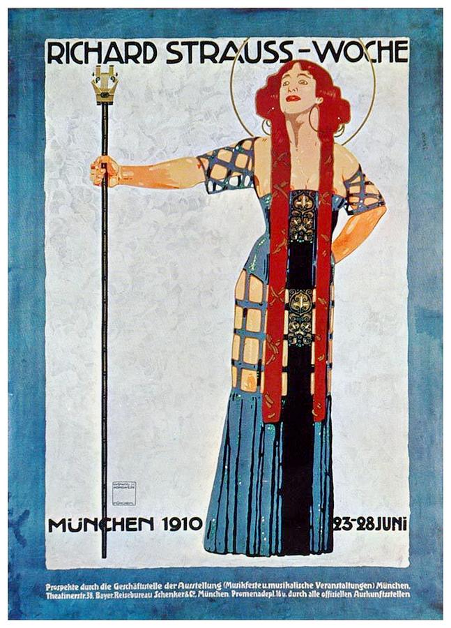 1910 - Richard Strauss Opera Poster - Lugwig Hohlwein - Color Digital Art by John Madison