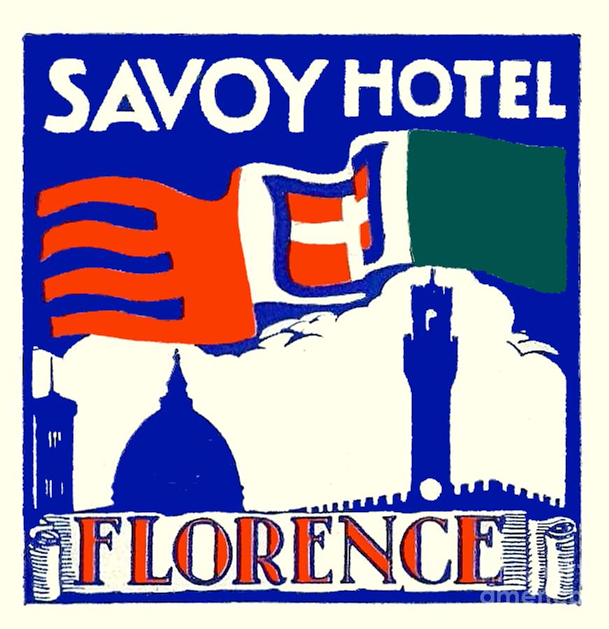1910 - Savoy Hotel - Florence Italy - Poster - Color Digital Art by John Madison