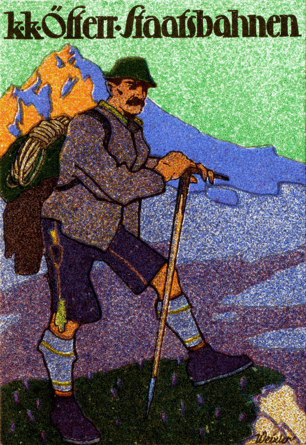 1910 Austrian Mountain Climbing Poster Painting by Historic Image