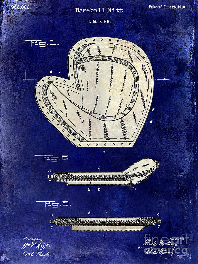 Pete Rose Photograph - 1910 Baseball Patent Drawing 2 Tone Blue by Jon Neidert