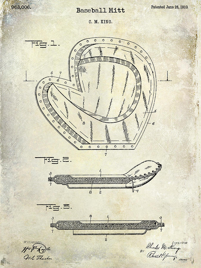 Pete Rose Photograph - 1910 Baseball Patent Drawing by Jon Neidert