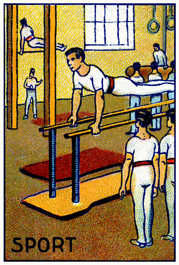 1910 Mens Gymnastics   Painting by Historic Image