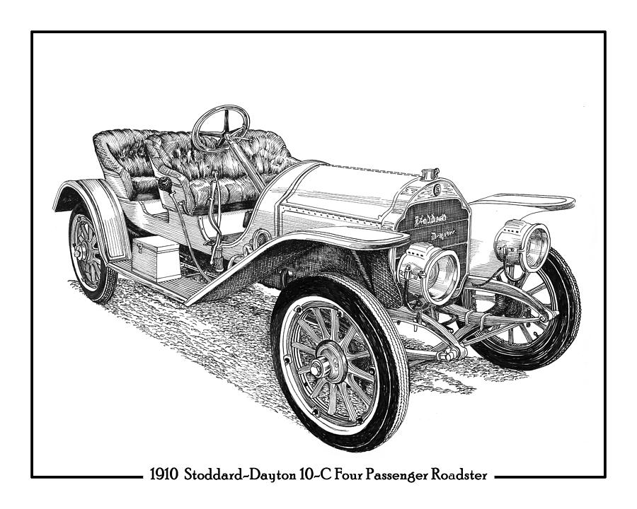 Ohio Drawing - Stoddard Dayton 10 C Roadster by Jack Pumphrey