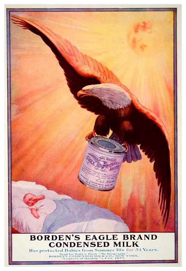 1911 - Bordens Eagle Brand Condensed Milk Advertisement - Color Digital Art by John Madison