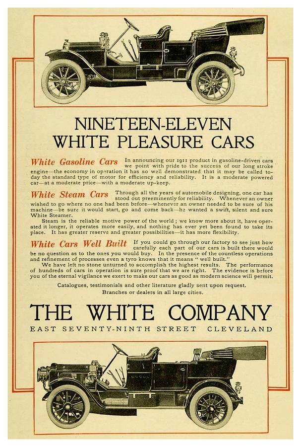 1911 - White Automobile Company Advertisement Digital Art by John Madison