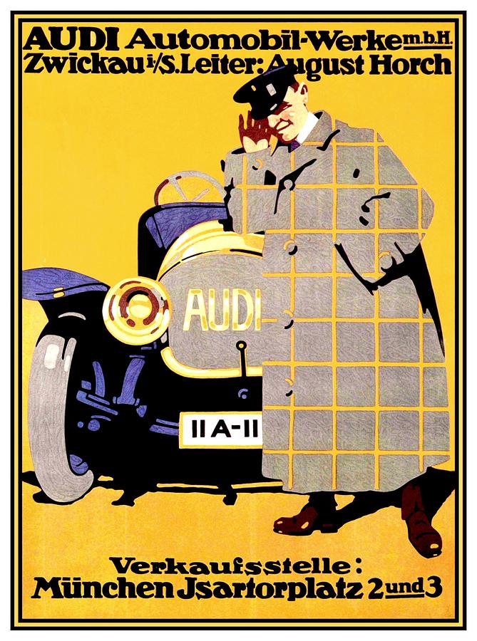 1912 - Audi Automobile Advertisement Poster - Ludwig Hohlwein - Color Digital Art by John Madison