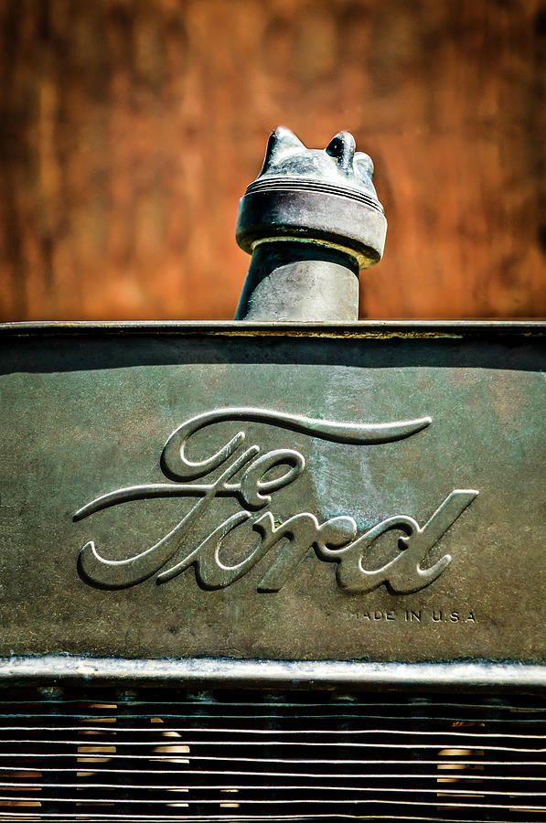 Car Photograph - 1912 Ford Hood Ornament - Emblem -0496c by Jill Reger