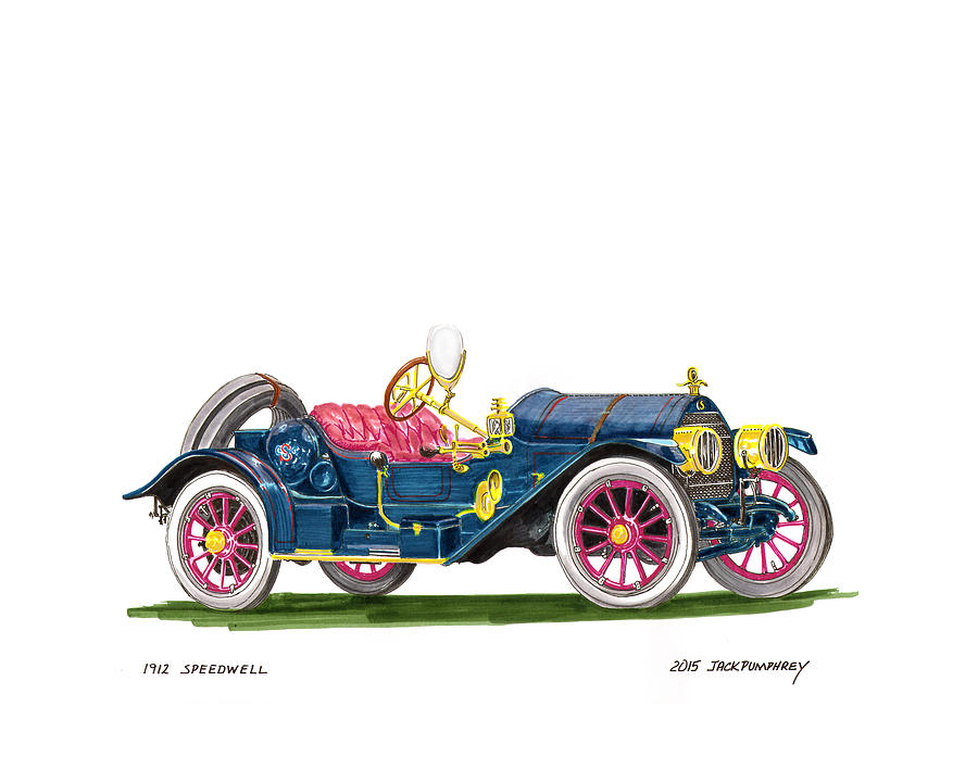 1912 Speedwell Speed Car Painting by Jack Pumphrey
