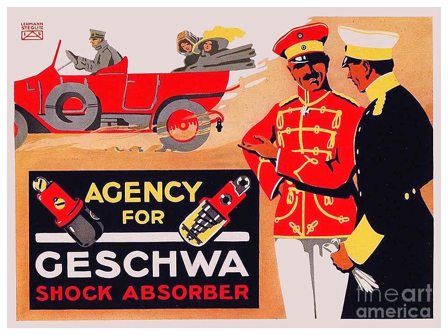 1913 - Geschwa Automobile Shock Absorber Adbertisement - Color Digital Art by John Madison