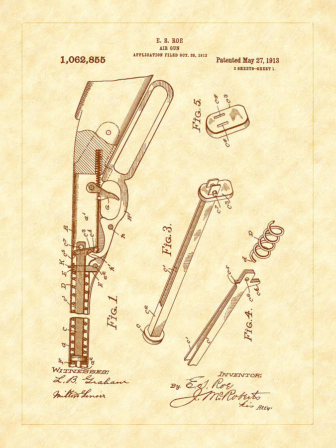 1913 Air Rifle Patent Art Photograph by Barry Jones