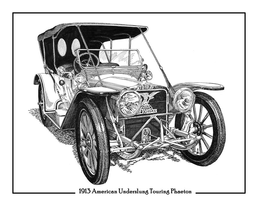 1913 American Underslung Drawing by Jack Pumphrey