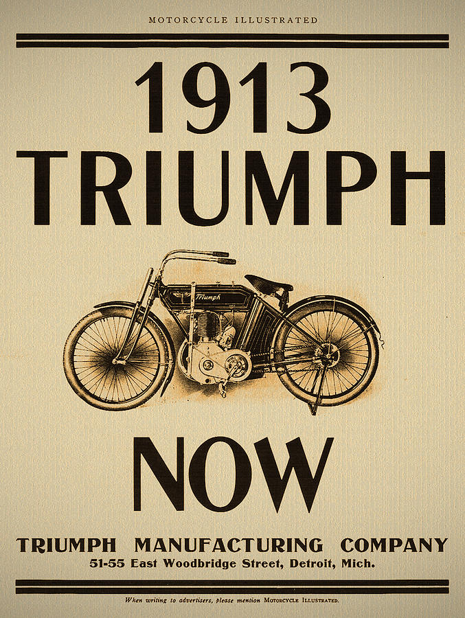 Vintage Photograph - 1913 Triumph Now by Bill Cannon