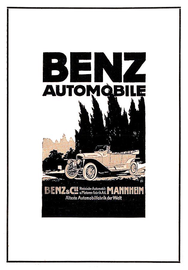 1914 - Benz Automobile Poster Advertisement - Color Digital Art by John Madison