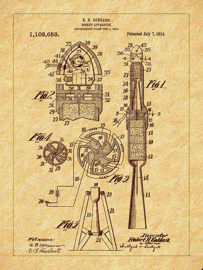 1914 Goddard Rocket Patent Photograph by Barry Jones