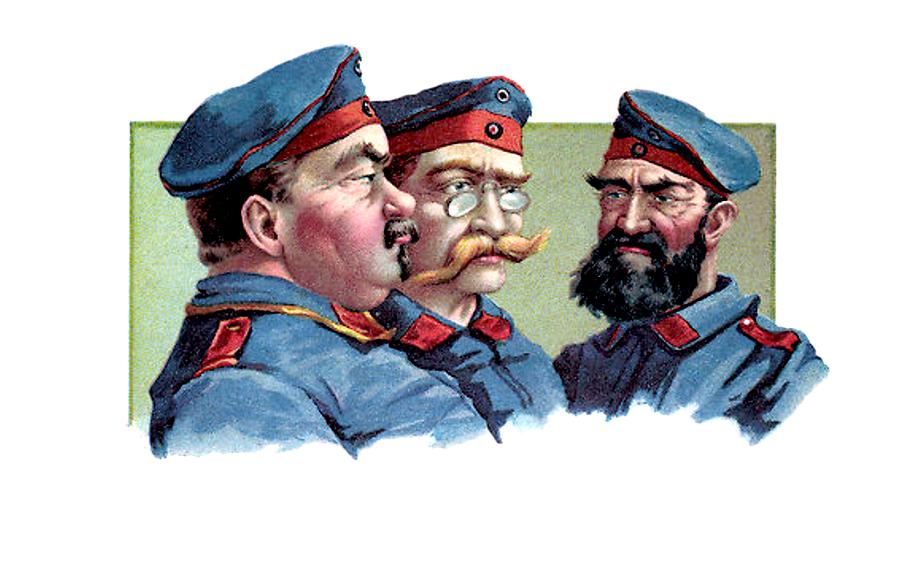 1914 - Reservisten in Uniform mit Krazchen Hoch lebe der Reservemann  - German Army Reserves Digital Art by John Madison