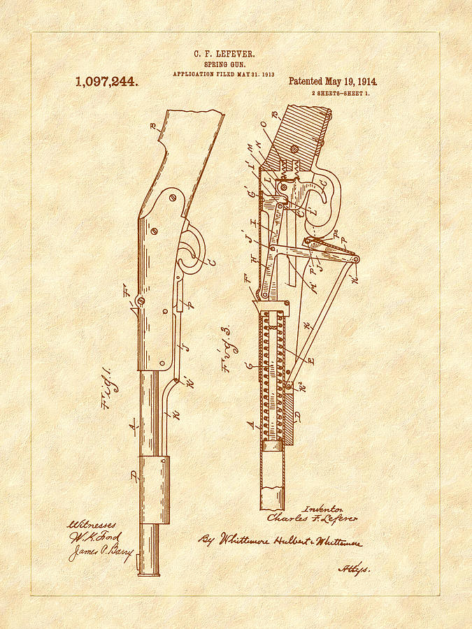 1914 Spring Gun Patent Art Photograph by Barry Jones