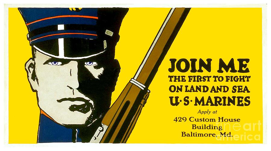1915 - United States Marines Recruiting Poster - Color Digital Art by John Madison