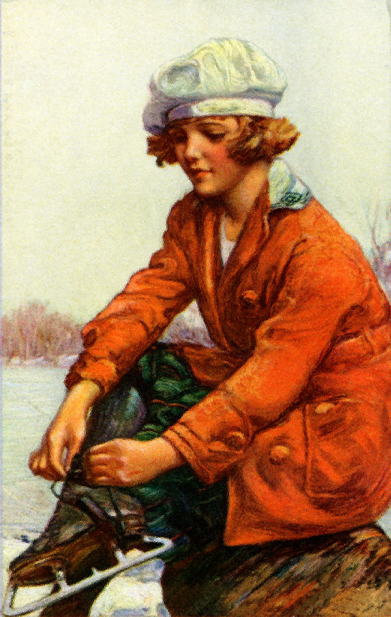 1915 Ice Skating Painting by Historic Image