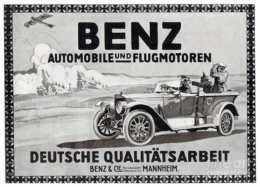 1916 - Mercedes Benz Automobile and Aircraft Advertisement - World War One Digital Art by John Madison