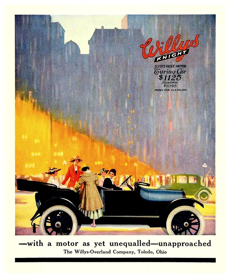 1916 - Willys Overland Knight Touring Automobile Advertisement - Color Digital Art by John Madison