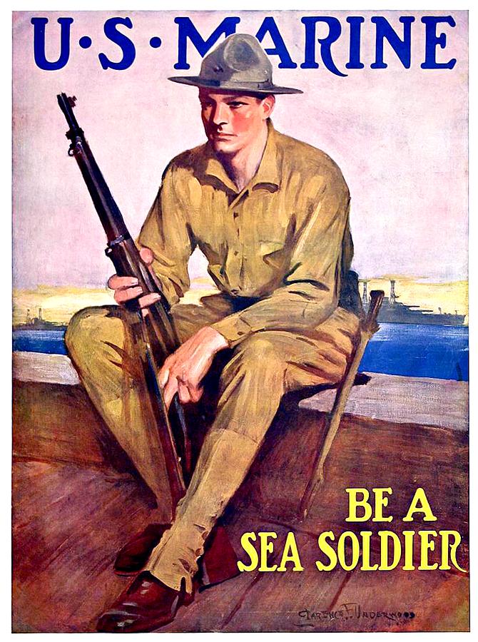 1917 - United States Marines Recruiting Poster - World War One - Color Digital Art by John Madison