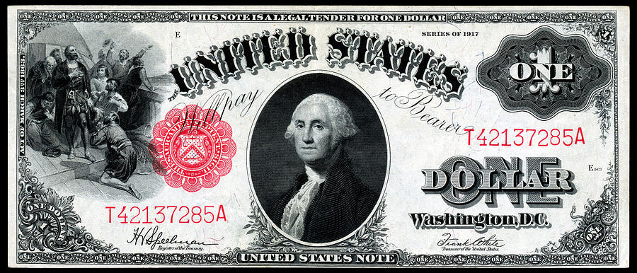 1917 One Dollar Note Painting by Historic Image
