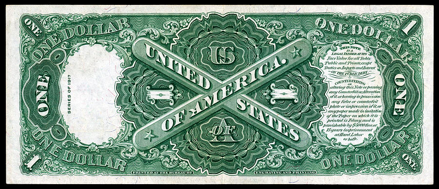 1917 One Dollar Note reverse Painting by Historic Image
