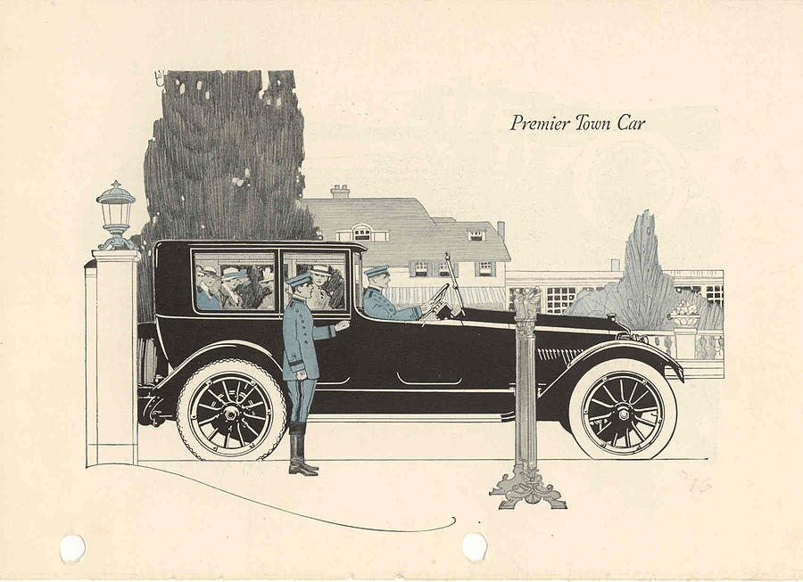 1917 Premier Town Car Painting by MotionAge Designs