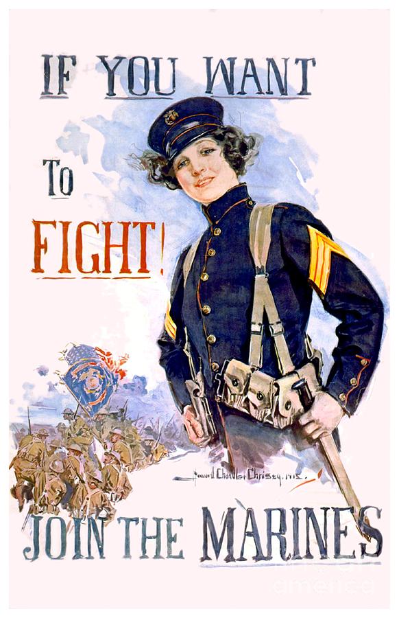 1918 - United States Marines Recruiting Poster - World War One - Color Digital Art by John Madison