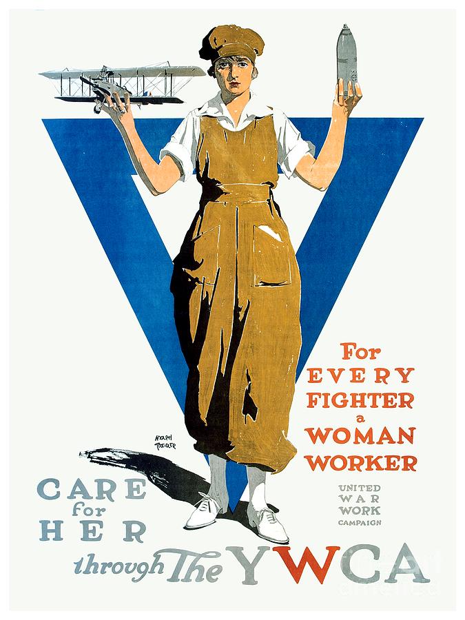 1918 - YWCA Patriotic Poster - World War One - Color Digital Art by John Madison