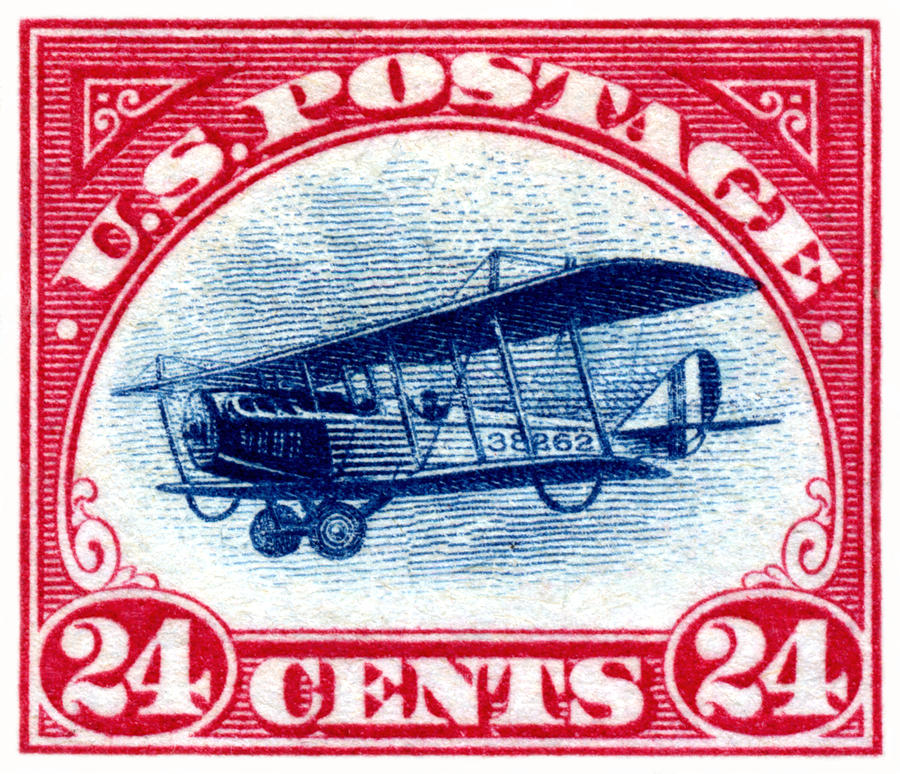 Vintage Painting - 1918 Curtiss Jenny Air Mail Stamp by Historic Image