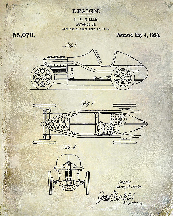 1919 Automobile Patent Photograph by Jon Neidert