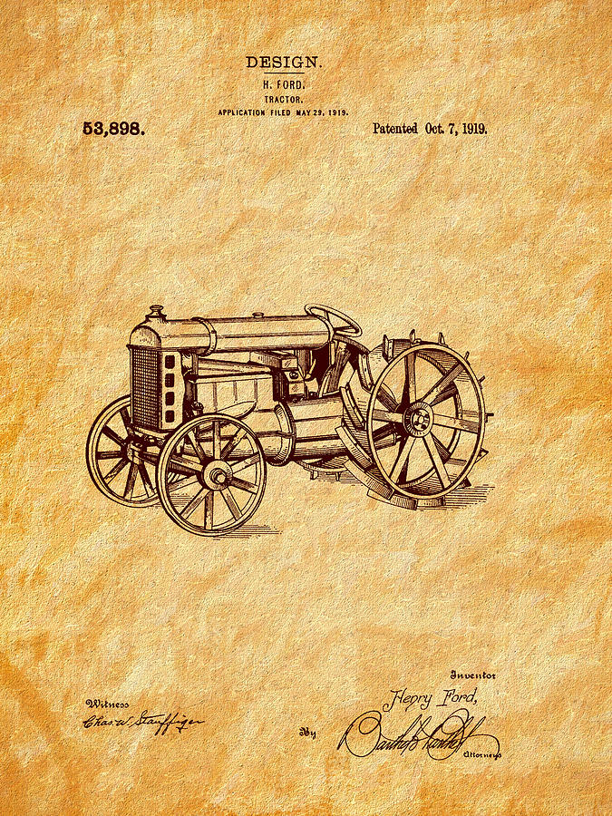 1919 Ford Tractor Design Patent Art Photograph by Barry Jones