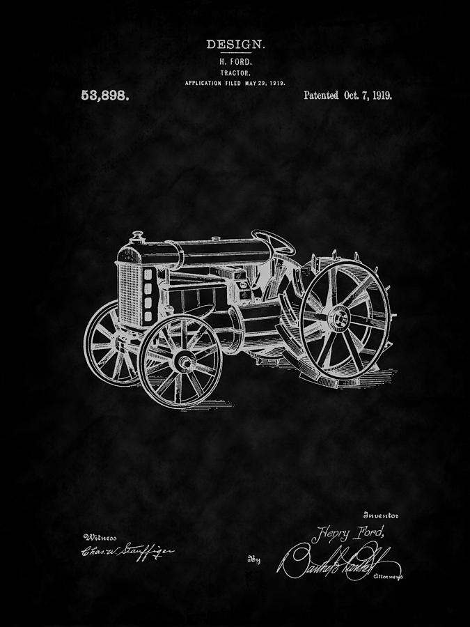 1919 Ford Tractor Design Patent Art-BK Digital Art by Barry Jones
