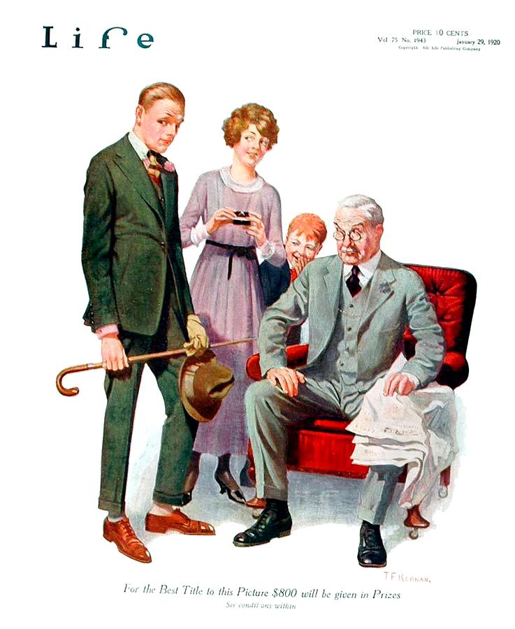 1920 - Life Magazine Cover - Engagement - J F Kernan - January 29 - Color Digital Art by John ...