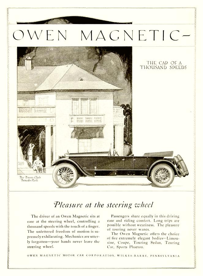 1920 - Owen Magnetic Touring Phaeton Convertible Automobile Advertisement Digital Art by John Madison